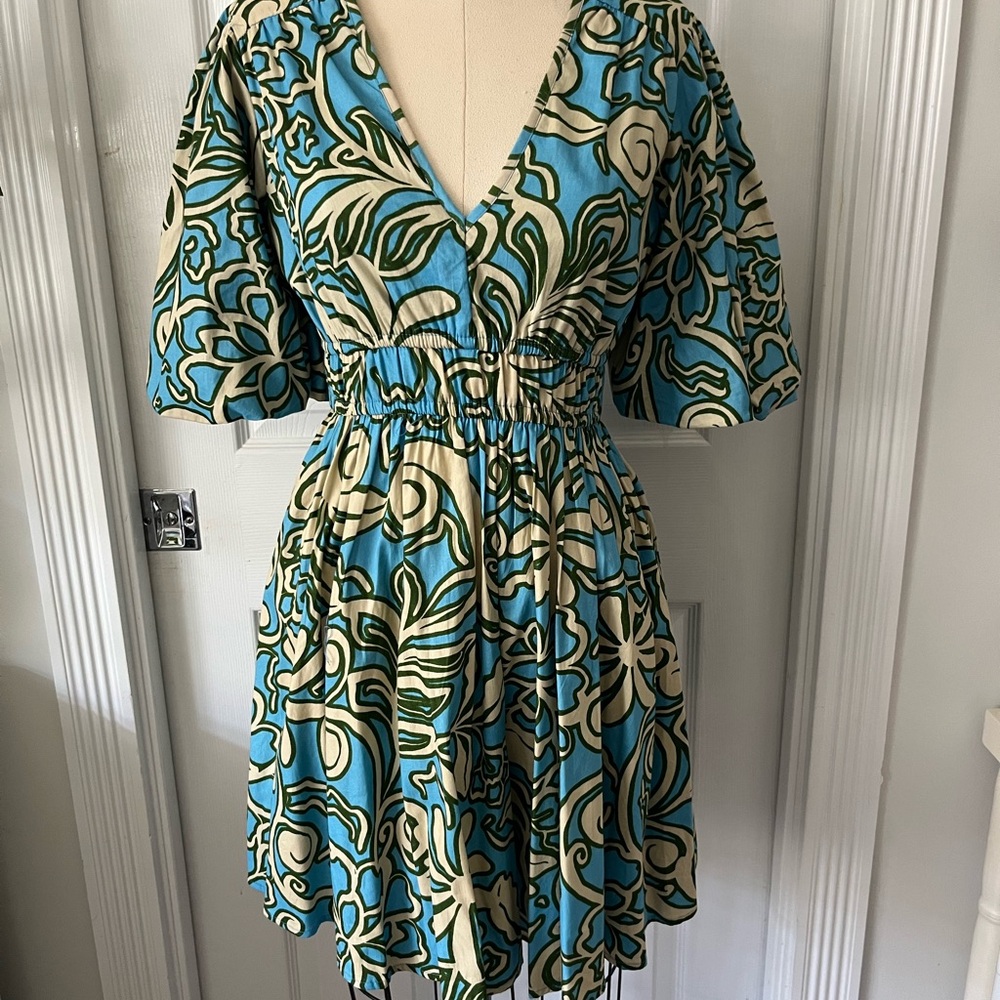 Sincerely Jules Blue and Cream Floral Mini Dress